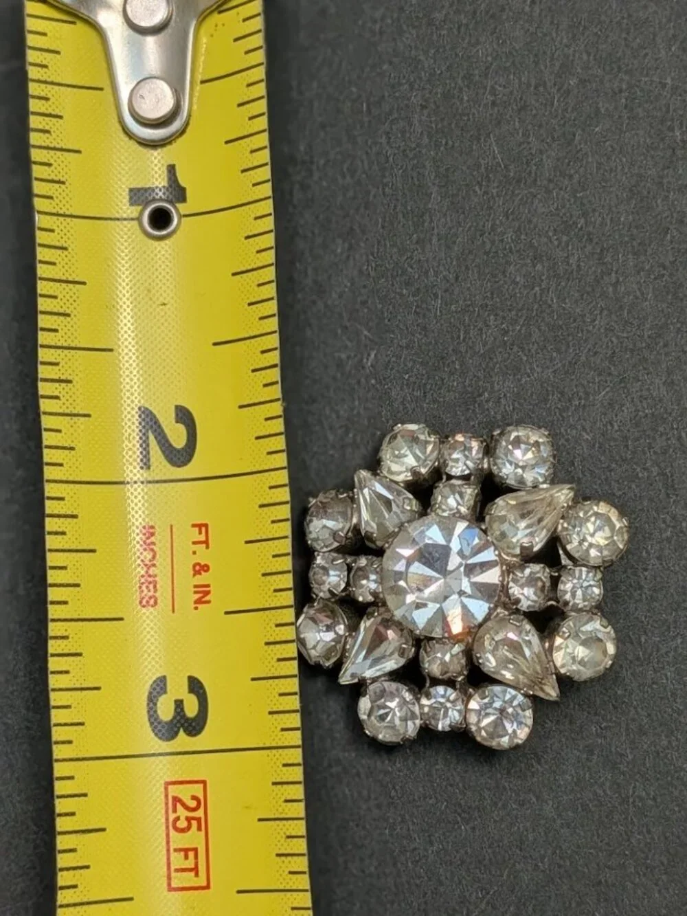 Vintage Made Austria Rhinestone Brooch Clear Crystal Starburst Pin